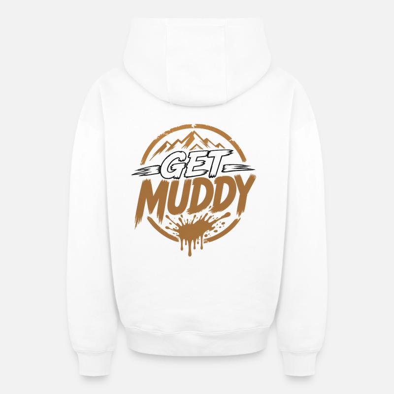 Boue - Sweat à capuche unisexe zippé oversize épais SPREAD - blanc