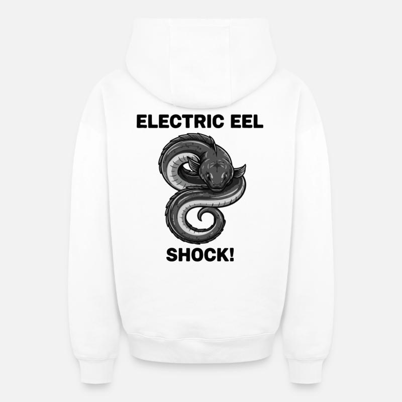 Anguille Électrique Shock Eel - Sweat à capuche unisexe zippé oversize épais SPREAD - blanc