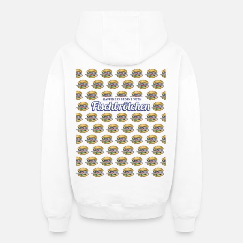 Fischbrötchen mit Matjes oder Bismarckhering - Oversized Heavyweight Unisex Zip Hoodie - Weiß