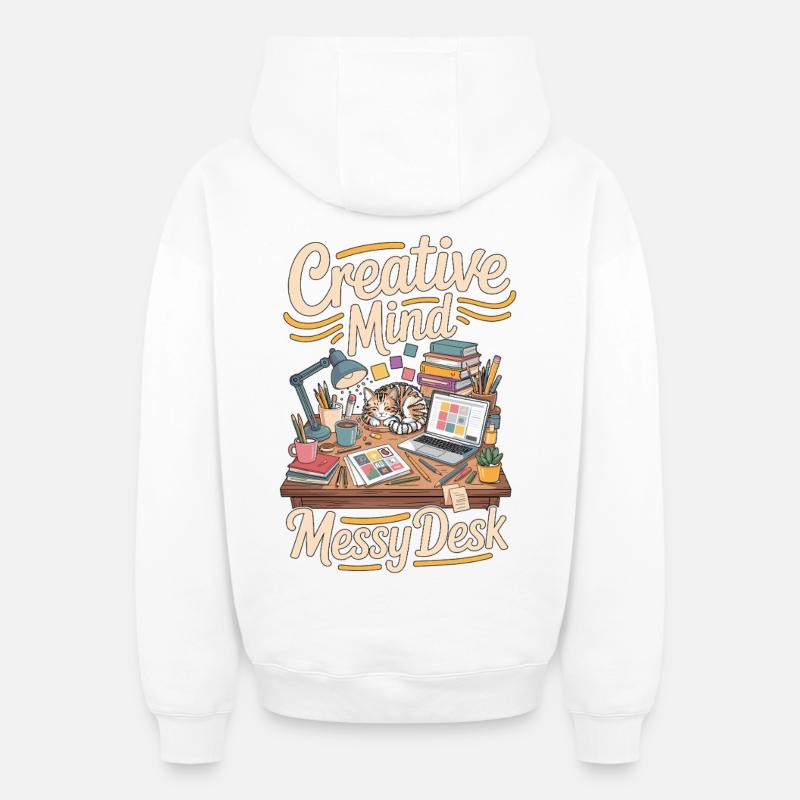 Graphic Designer Creative Mind Visual Designer - Sweat à capuche unisexe zippé oversize épais SPREAD - blanc