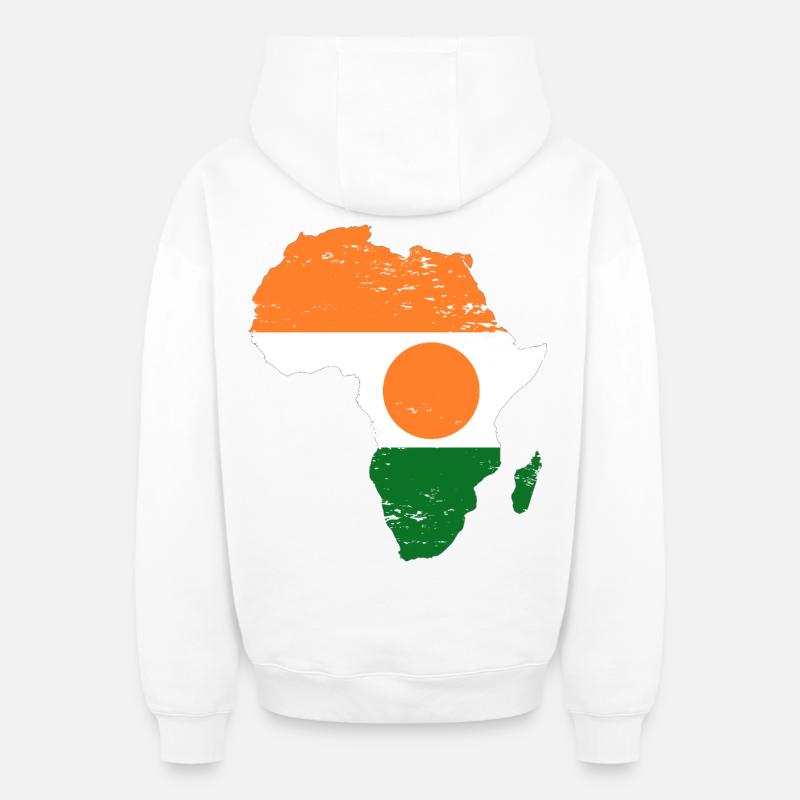 Niger_Flagge_Afrika_used - Sweat à capuche unisexe zippé oversize épais SPREAD - blanc
