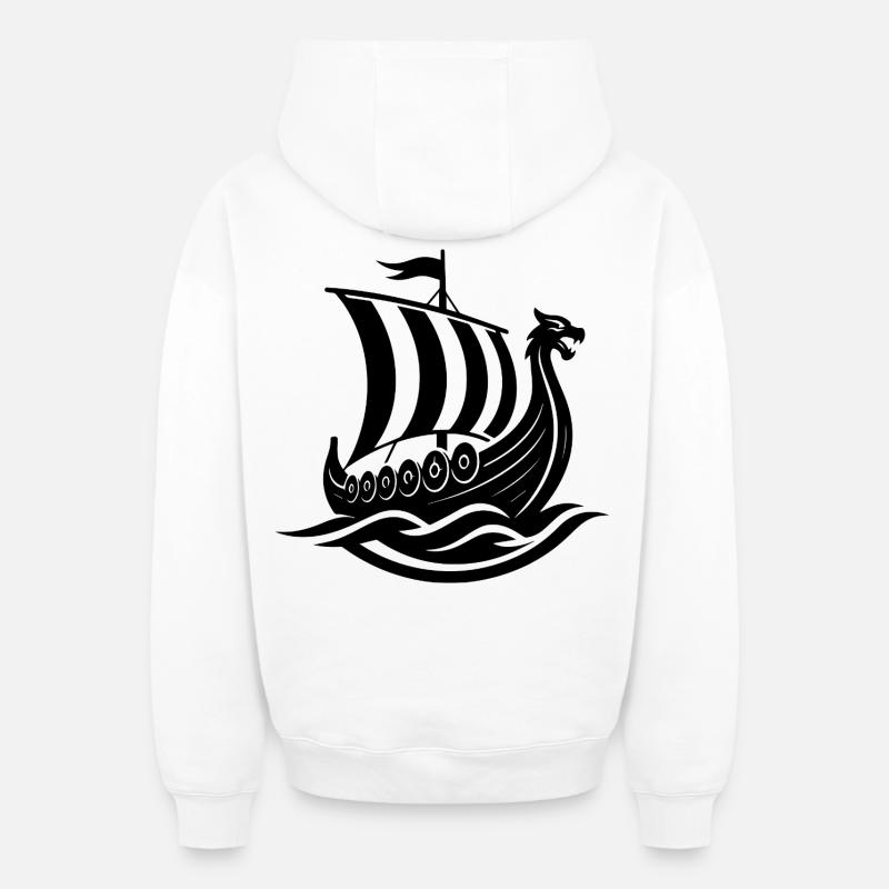 Bateau Viking - Sweat à capuche unisexe zippé oversize épais SPREAD - blanc