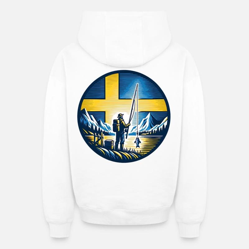 Pêcheurs de Suède - Sweat à capuche unisexe zippé oversize épais SPREAD - blanc