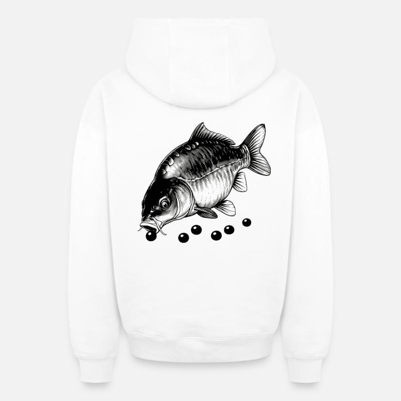 Carpe au déjeuner - Sweat à capuche unisexe zippé oversize épais SPREAD - blanc