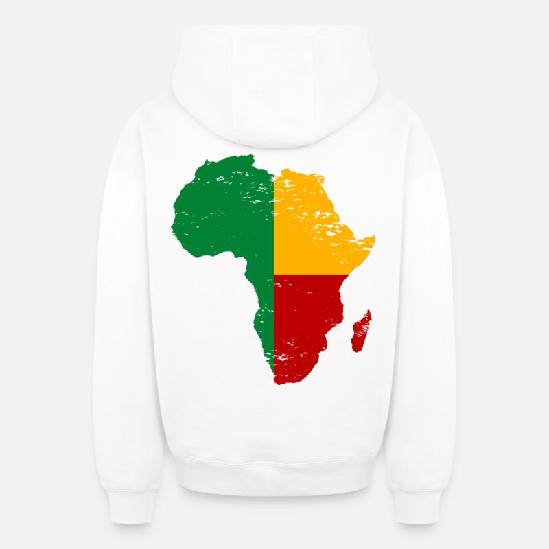 Drapeau du Bénin Afrique utilisé - Sweat à capuche unisexe zippé oversize épais SPREAD - blanc