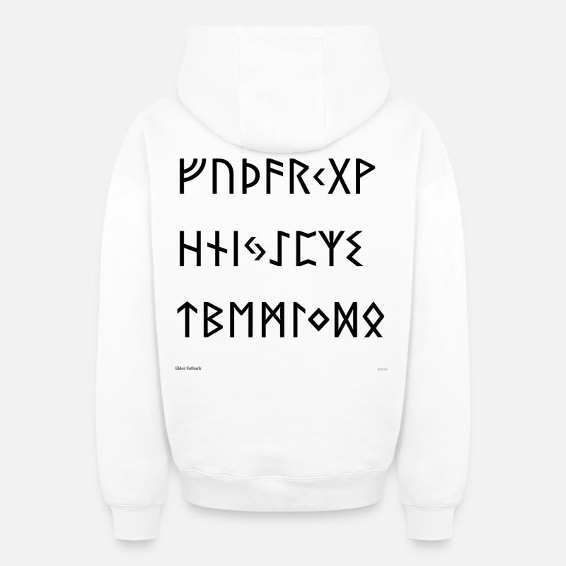 Futhark de l’Ancien (noir) - Sweat à capuche unisexe zippé oversize épais SPREAD - blanc