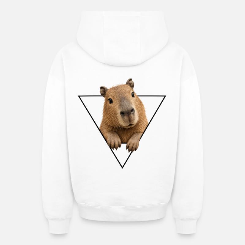 Kapybara dans le Triangle - Sweat à capuche unisexe zippé oversize épais SPREAD - blanc