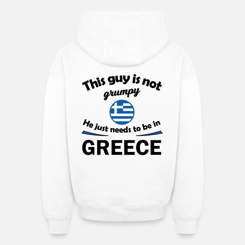 Supporters de Grèce - Sweat à capuche unisexe zippé oversize épais SPREAD - blanc