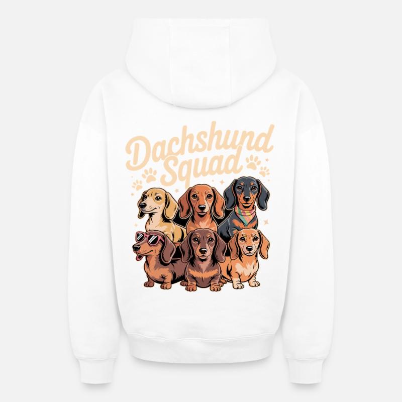 Escouade de teckels - Sweat à capuche unisexe zippé oversize épais SPREAD - blanc