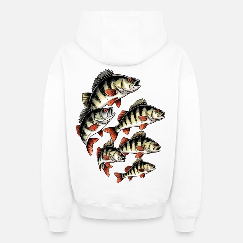 Perch School sur le noir - Sweat à capuche unisexe zippé oversize épais SPREAD - blanc
