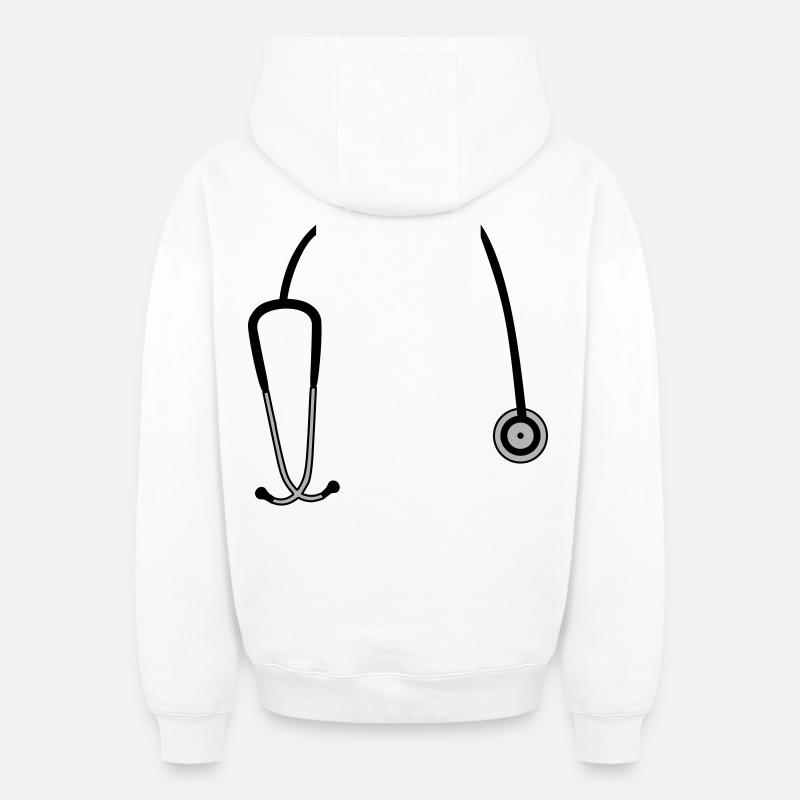 Stéthoscope - Sweat à capuche unisexe zippé oversize épais SPREAD - blanc