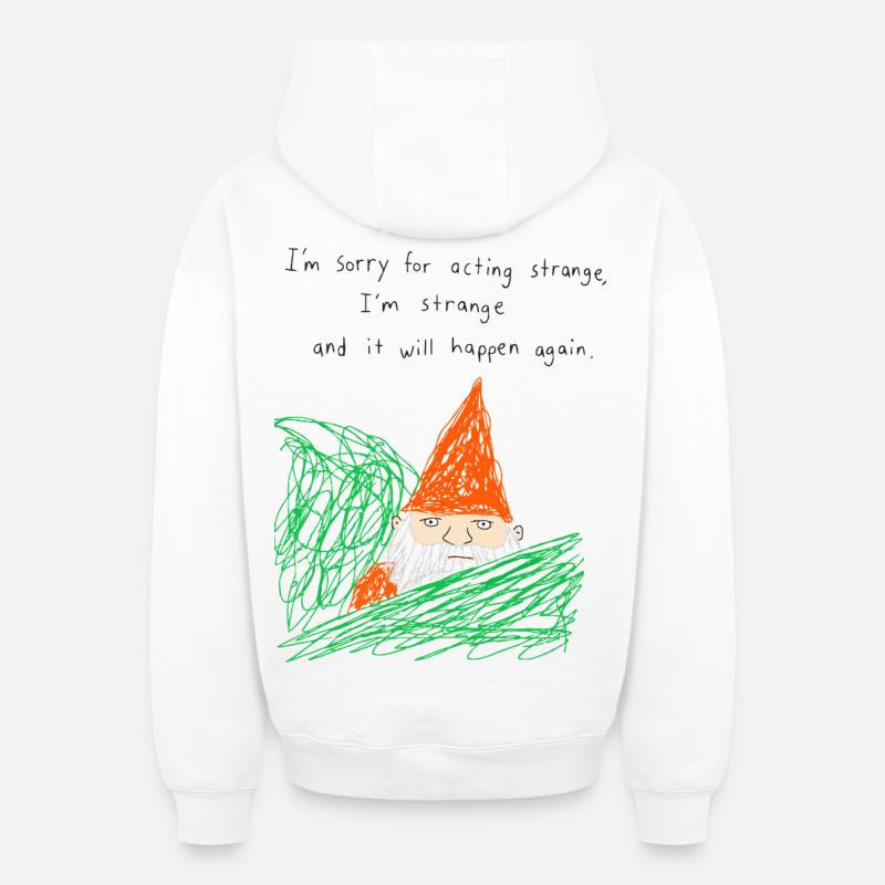 Désolé d’agir comme un gnome de jardin bizarre - Sweat à capuche unisexe zippé oversize épais SPREAD - blanc
