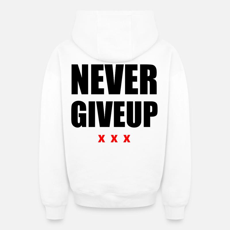 Ne jamais abandonner le noir/rouge - Sweat à capuche unisexe zippé oversize épais SPREAD - blanc