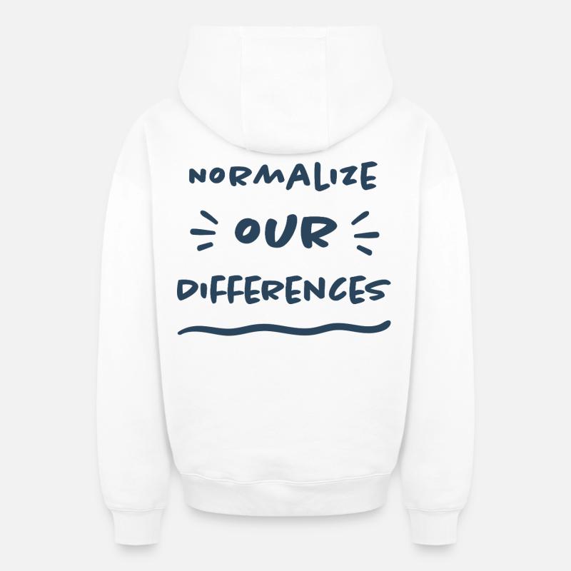 Normalize our Differences - Inclusion - Oversized Heavyweight Unisex Zip Hoodie - white