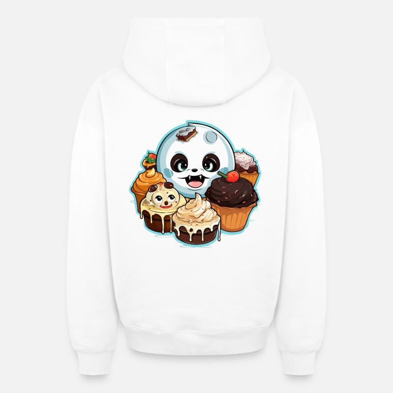 Cupcake Panda Kawaii - Sweat à capuche unisexe zippé oversize épais SPREAD - blanc