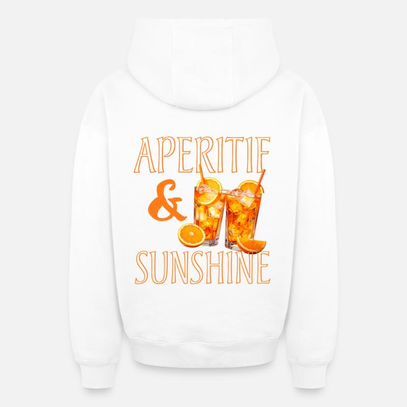 Apéritif & Rayon de soleil - Sweat à capuche unisexe zippé oversize épais SPREAD - blanc