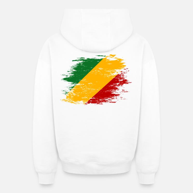 Kongo_Flagge_used - Sweat à capuche unisexe zippé oversize épais SPREAD - blanc