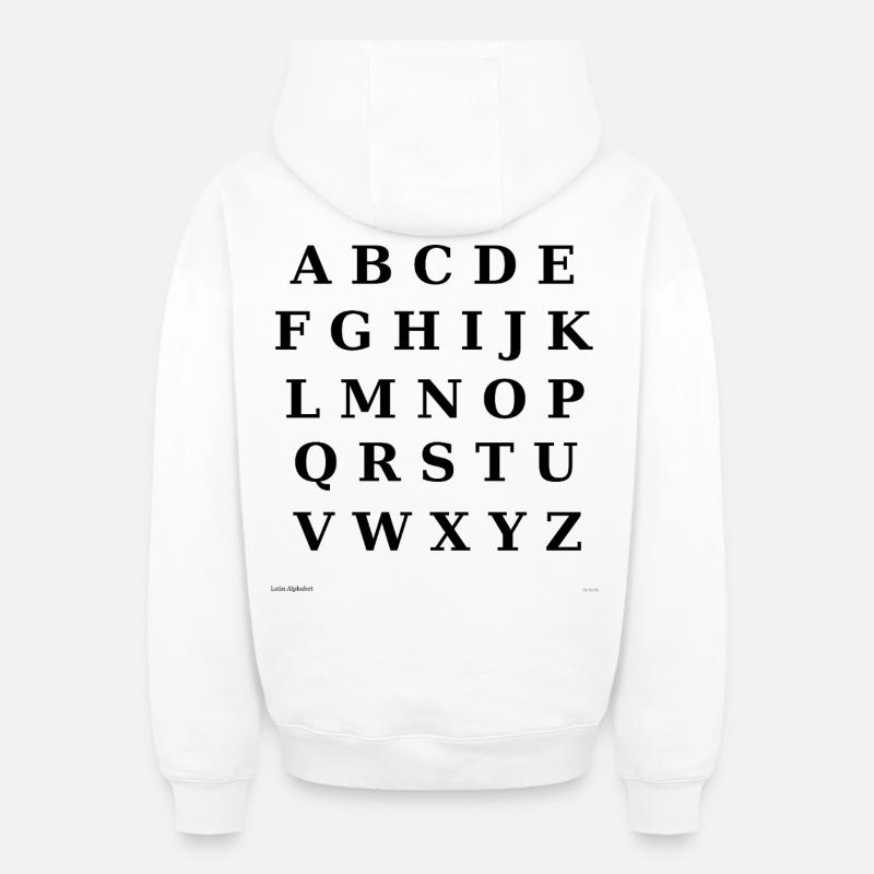 Alphabet latin (noir) - Sweat à capuche unisexe zippé oversize épais SPREAD - blanc