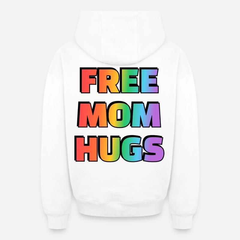Rainbow Free Mom Câline T-shirt - Sweat à capuche unisexe zippé oversize épais SPREAD - blanc