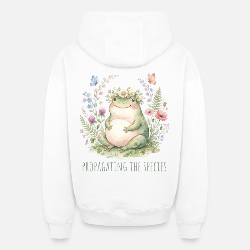 Propagation de l’espèce Maman jardinière - Sweat à capuche unisexe zippé oversize épais SPREAD - blanc