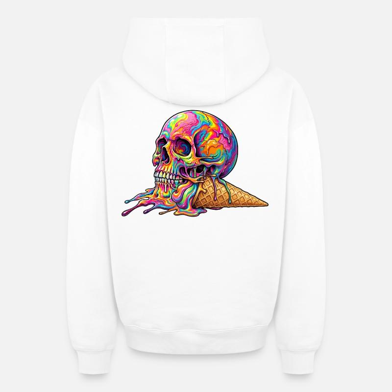 Cream Skull  - Sweat à capuche unisexe zippé oversize épais SPREAD - blanc