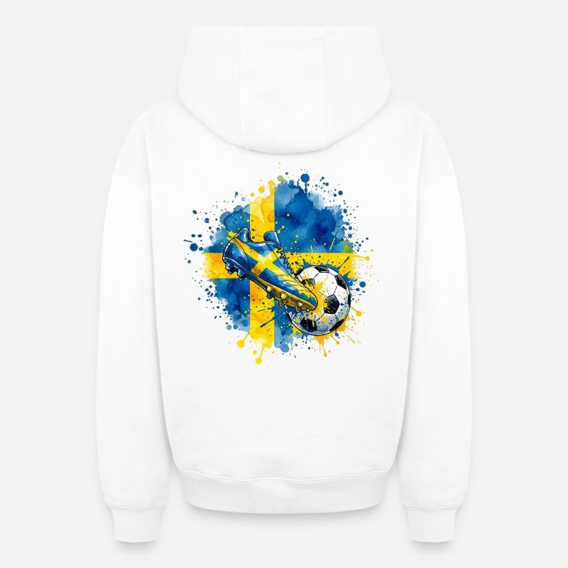 Football - Équipe de Suède - Sweat à capuche unisexe zippé oversize épais SPREAD - blanc