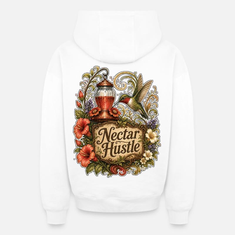 Nectar Hustle - Sweat à capuche unisexe zippé oversize épais SPREAD - blanc