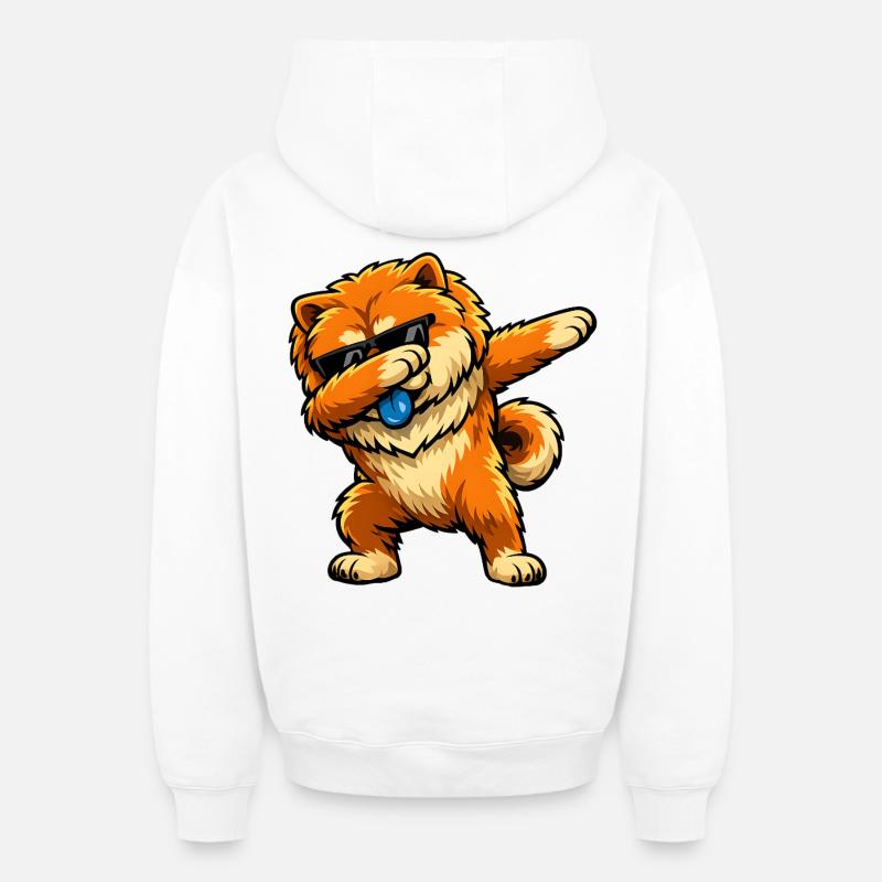 Dabbing Chow Chow - Oversized Heavyweight Unisex Zip Hoodie - Weiß