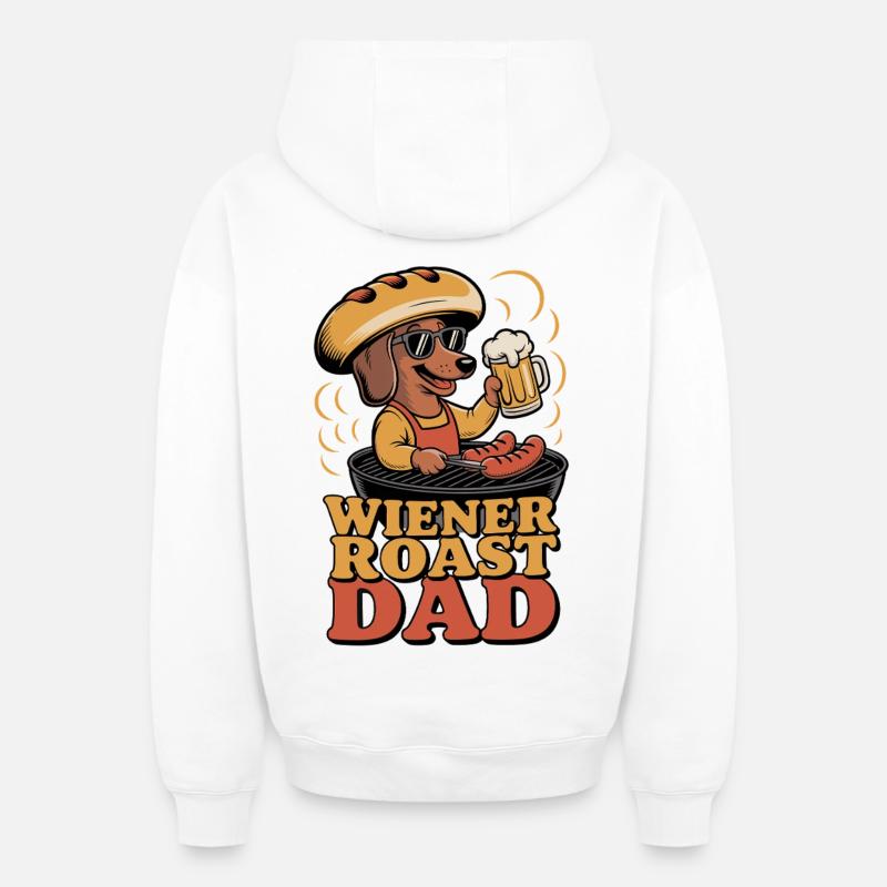 Papa rôti viennois - Sweat à capuche unisexe zippé oversize épais SPREAD - blanc