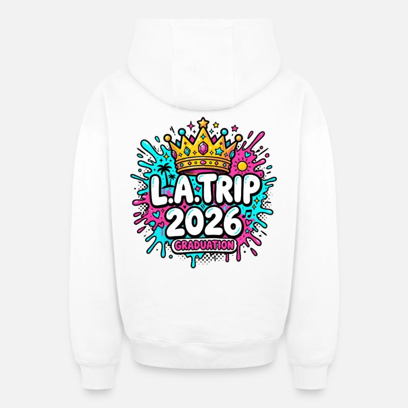 Voyage à LA 2026 - Sweat à capuche unisexe zippé oversize épais SPREAD - blanc
