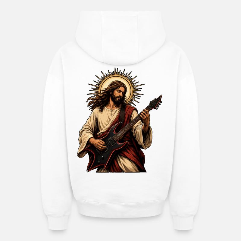 Guitariste de Holy - Sweat à capuche unisexe zippé oversize épais SPREAD - blanc