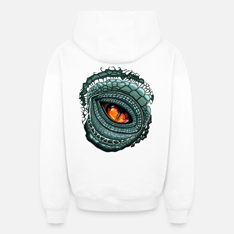 Prédateur Oculaire Primal - Sweat à capuche unisexe zippé oversize épais SPREAD - blanc