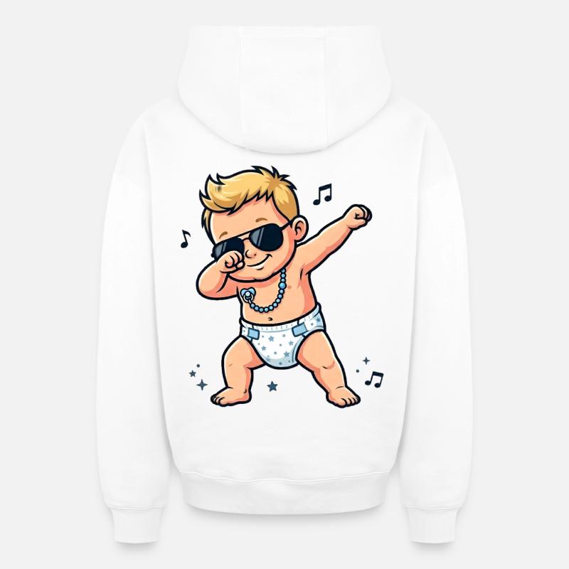 Bébé mignon – Garçon blond - Sweat à capuche unisexe zippé oversize épais SPREAD - blanc