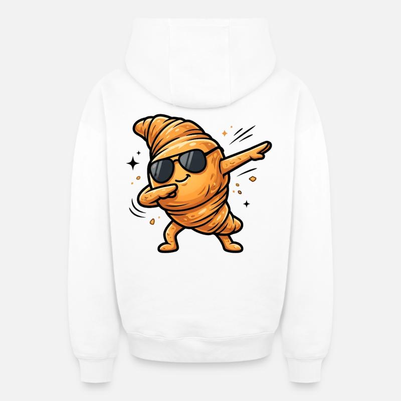 Croissant à tamponner - Sweat à capuche unisexe zippé oversize épais SPREAD - blanc