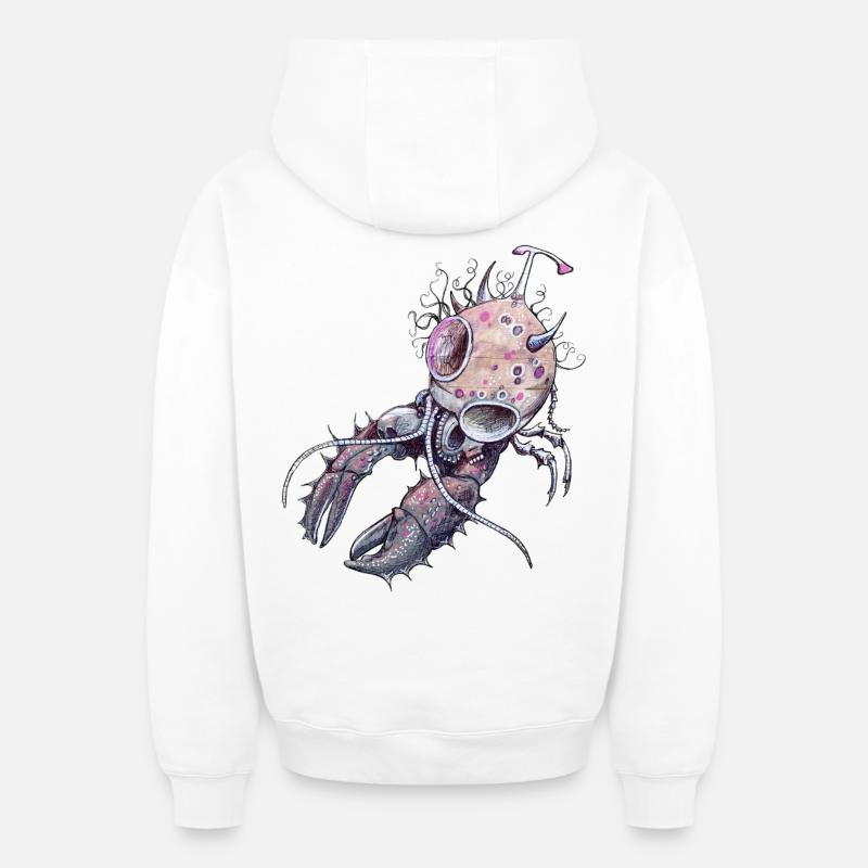 Homard spatial pastel - Sweat à capuche unisexe zippé oversize épais SPREAD - blanc