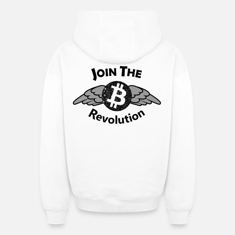 Motif de l’aile Bitcoin - Sweat à capuche unisexe zippé oversize épais SPREAD - blanc