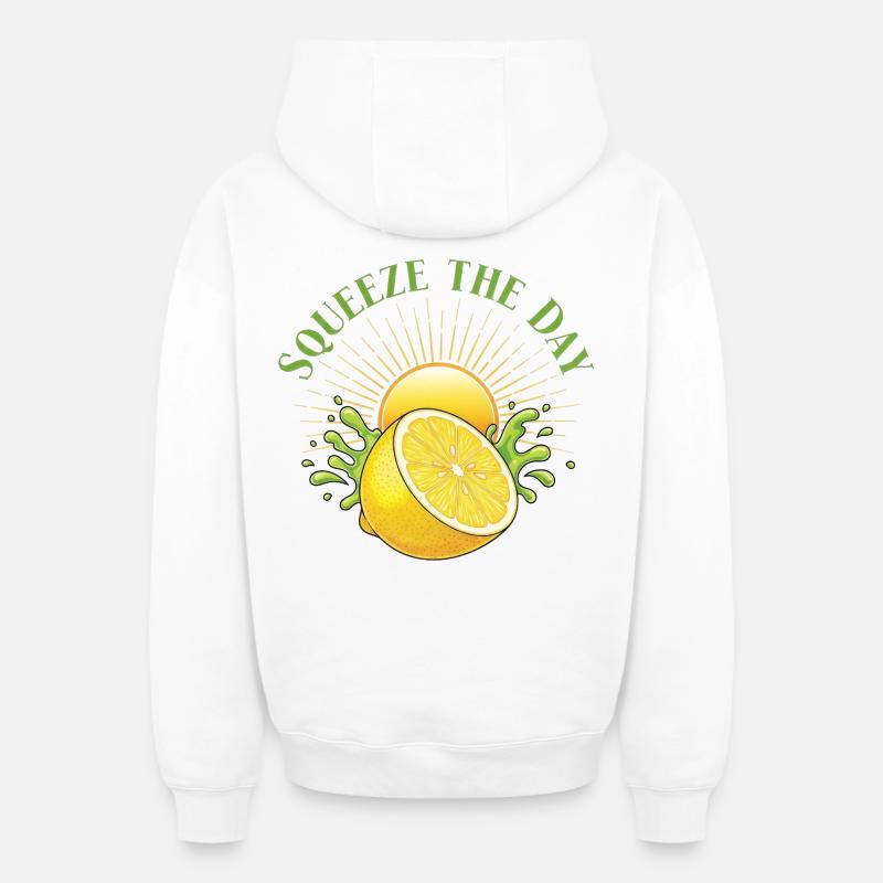 Pressez le jour Lemon Splash - Sweat à capuche unisexe zippé oversize épais SPREAD - blanc