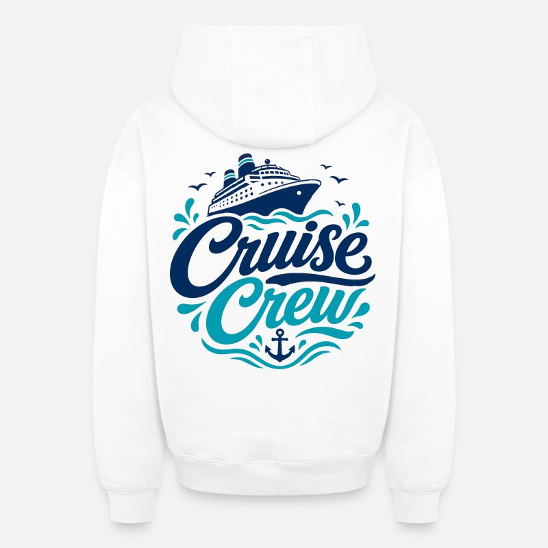 Logo de l’équipage de croisière Nautical - Sweat à capuche unisexe zippé oversize épais SPREAD - blanc