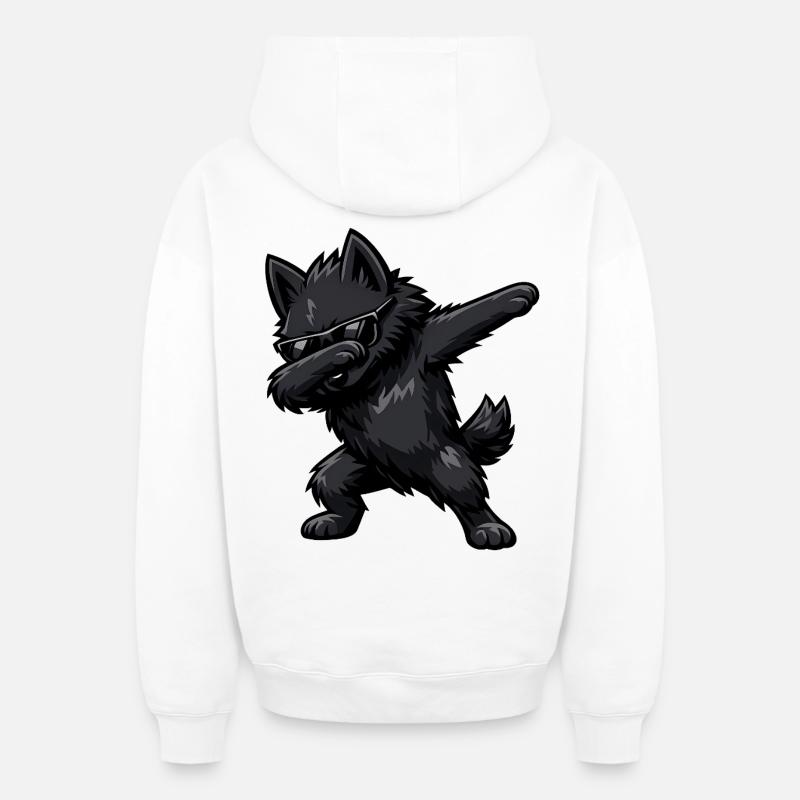 Tabbing Schipperke - Sweat à capuche unisexe zippé oversize épais SPREAD - blanc