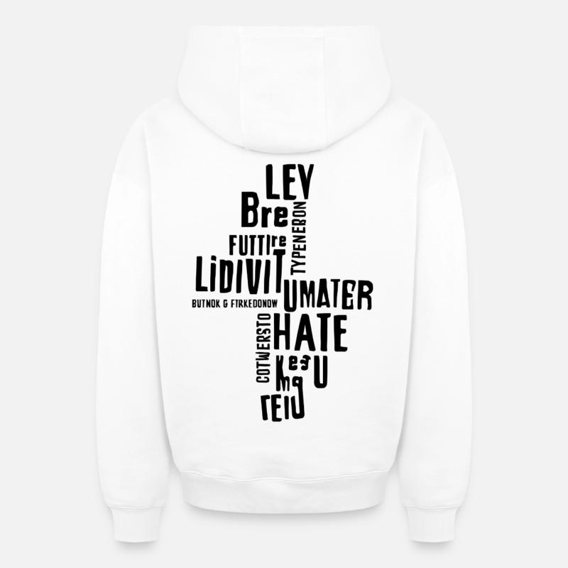 Typographie motivationnelle verticale - Sweat à capuche unisexe zippé oversize épais SPREAD - blanc