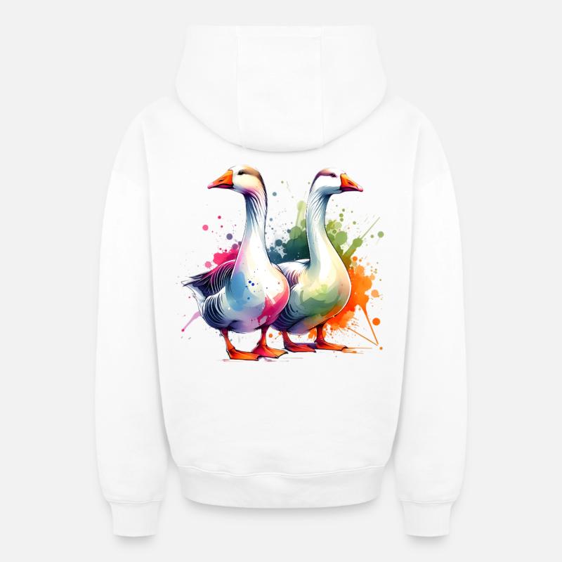 Gans Goose - Sweat à capuche unisexe zippé oversize épais SPREAD - blanc