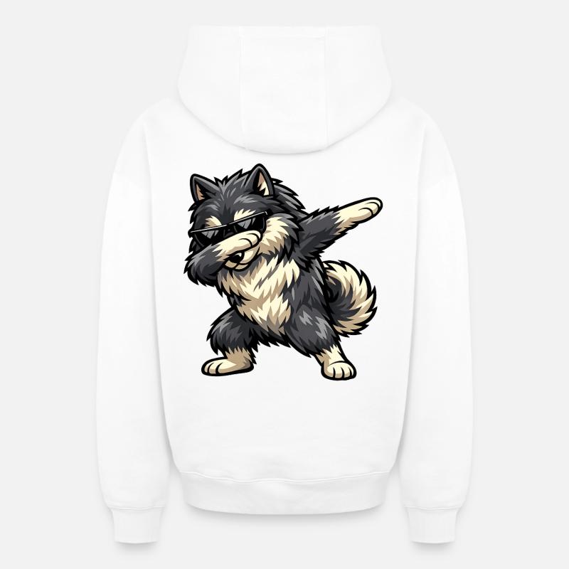 Dab Wolfspitz - Sweat à capuche unisexe zippé oversize épais SPREAD - blanc
