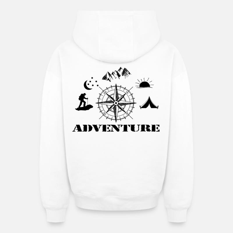 Aventure - Sweat à capuche unisexe zippé oversize épais SPREAD - blanc