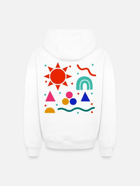 Lebendige Geometrie Sonnenfarben Muster - Oversized Heavyweight Unisex Zip Hoodie - Weiß