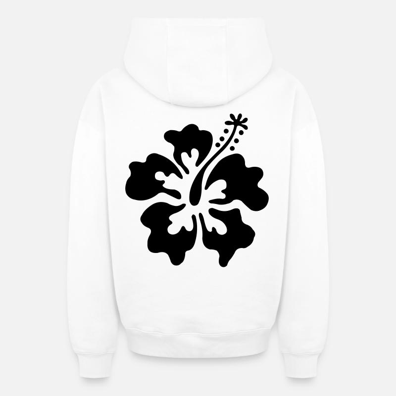 Fleurs d'Hawaï - Sweat à capuche unisexe zippé oversize épais SPREAD - blanc