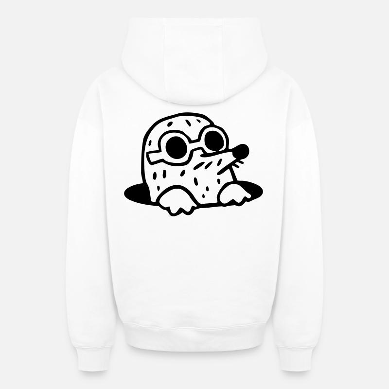 cool la Mole - Sweat à capuche unisexe zippé oversize épais SPREAD - blanc