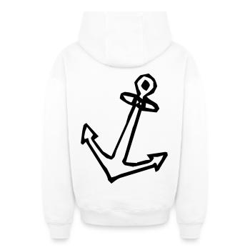 Ancre - Sweat à capuche unisexe zippé oversize épais SPREAD - blanc - Dos - AI Model Male 178 light (178cm)