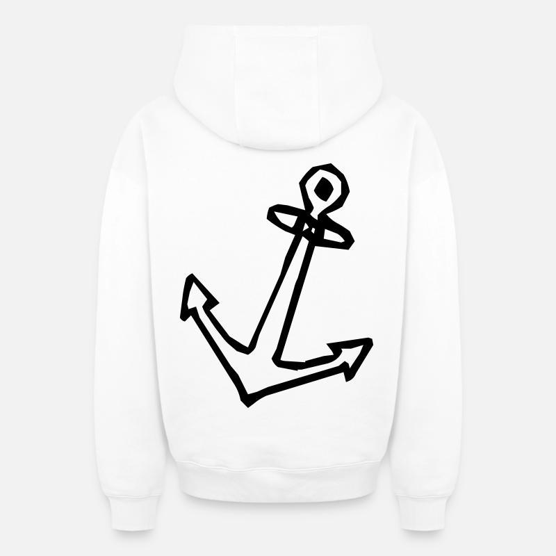 Ancre - Sweat à capuche unisexe zippé oversize épais SPREAD - blanc