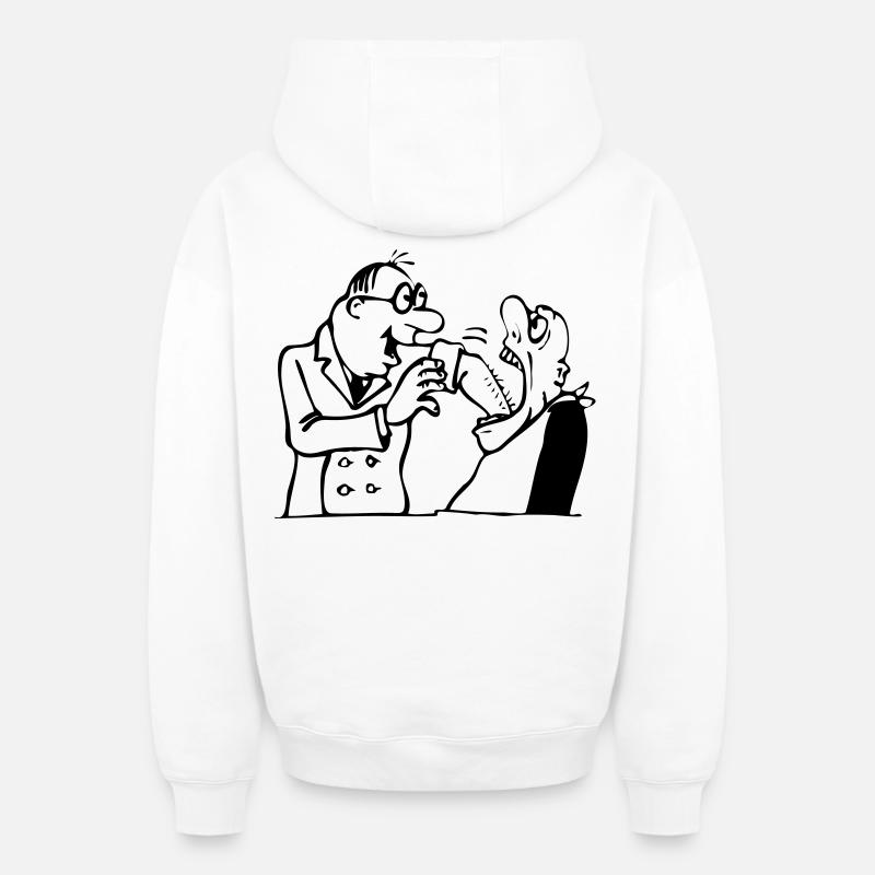Dentiste - Sweat à capuche unisexe zippé oversize épais SPREAD - blanc