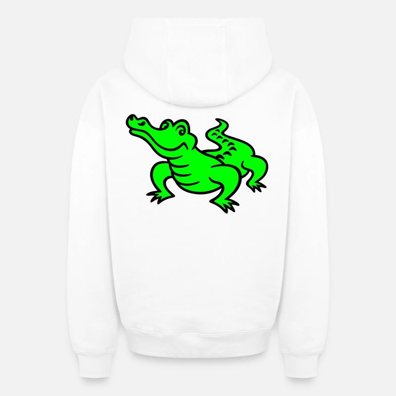 crocodile (a) - Sweat à capuche unisexe zippé oversize épais SPREAD - blanc